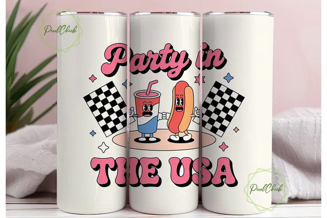 Party in the USA 20oz Tumbler Wrap Sublimation PixelChick 