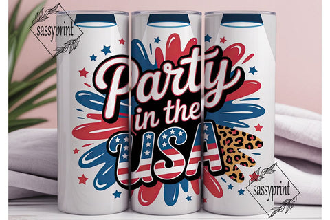 Party in the USA 20oz Tumbler Wrap Sublimation sassyprint 