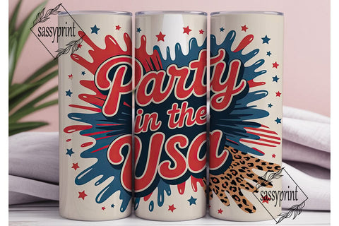 Party in the USA 20oz Tumbler Wrap Sublimation sassyprint 