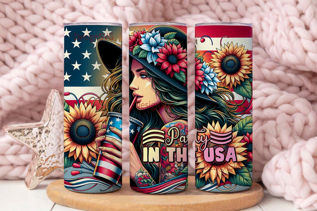 Party in the USA 4th of July Tumbler PNG, America 4th of July Tumbler Sublimation Design Download, Seamless 20oz Skinny Tumbler Design PNG Sublimation DesignSVG 