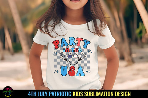 Party in the USA PNG I Kids 4th of July Sublimation Tshirt Sublimation Happy Printables Club 