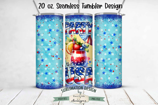 Party In The USA - Seamless 20 oz Sublimation Tumbler Sublimation Ewe-N-Me Designs 