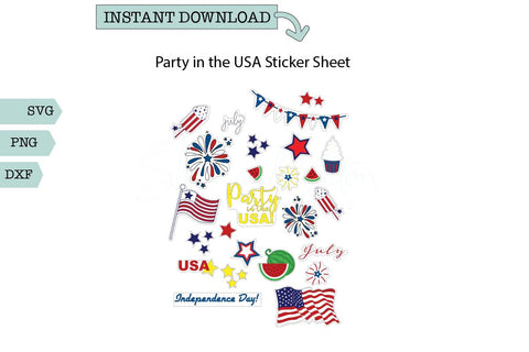Party in the USA sticker sheet SVG Sharia Morton Designs 