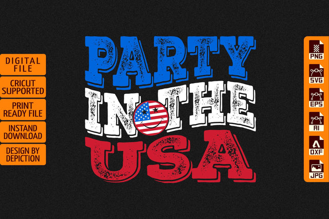Party In The USA T-Shirt, 4th Of July Typography Shirt Print Template Sketch DESIGN Depiction Studio 