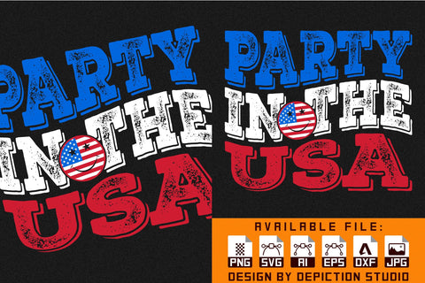 Party In The USA T-Shirt, 4th Of July Typography Shirt Print Template Sketch DESIGN Depiction Studio 