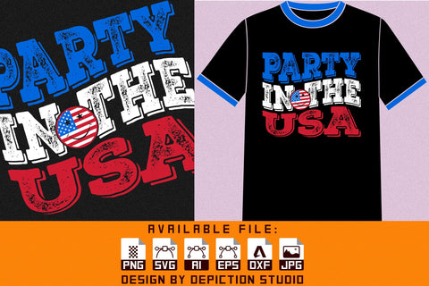 Party In The USA T-Shirt, 4th Of July Typography Shirt Print Template Sketch DESIGN Depiction Studio 