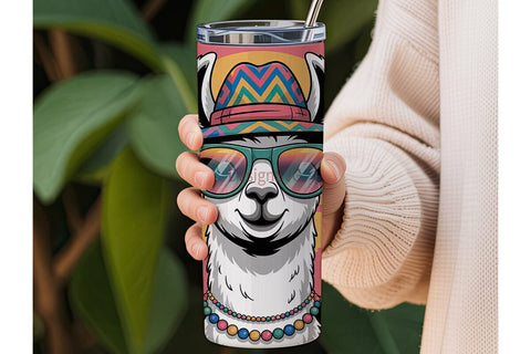 Party Llama City 20oz Tumbler Wrap Sublimation DesignSVG 