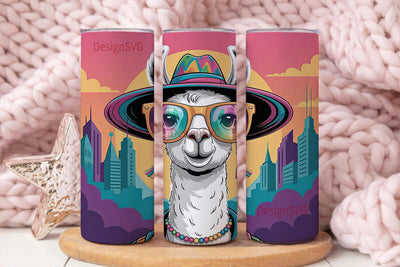 Party Llama City 20oz Tumbler Wrap Sublimation DesignSVG 