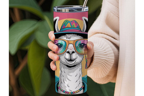 Party Llama City 20oz Tumbler Wrap Sublimation DesignSVG 