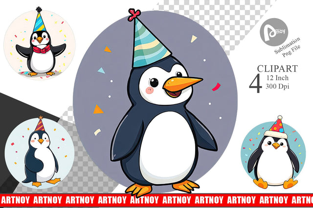 Party Penguin Clipart Sublimation artnoy 
