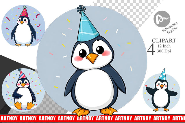 Party Penguin Clipart Sublimation artnoy 