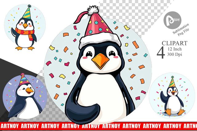 Party Penguin Clipart Sublimation artnoy 