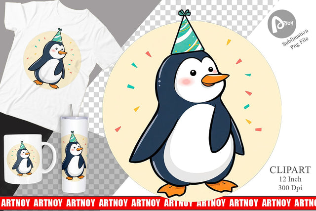 Party Penguin Clipart Sublimation artnoy 