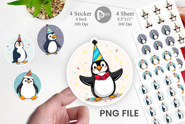 Party Penguin Sticker Sublimation artnoy 