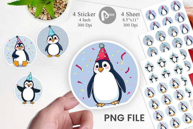 Party Penguin Sticker Sublimation artnoy 