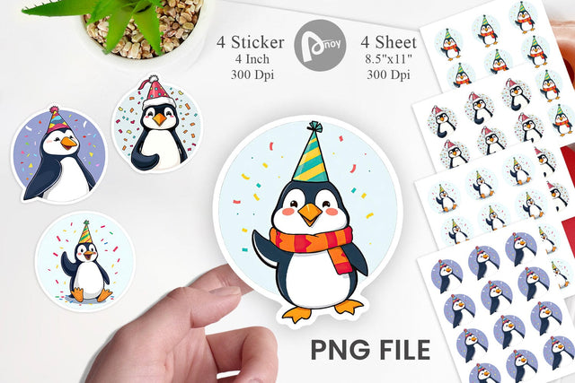 Party Penguin Sticker Sublimation artnoy 