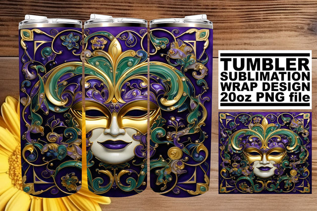 Party-Ready Mardi Gras Tumbler Sublimation afrosvg 
