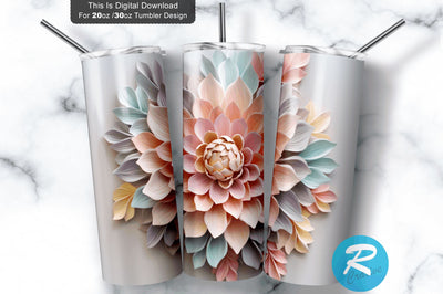 Pastel 3D Flower 20 Oz Tumbler Sublimation Regulrcrative 