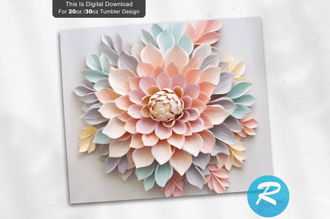 Pastel 3D Flower 20 Oz Tumbler Sublimation Regulrcrative 
