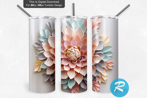 Pastel 3D Flower 20 Oz Tumbler Sublimation Regulrcrative 
