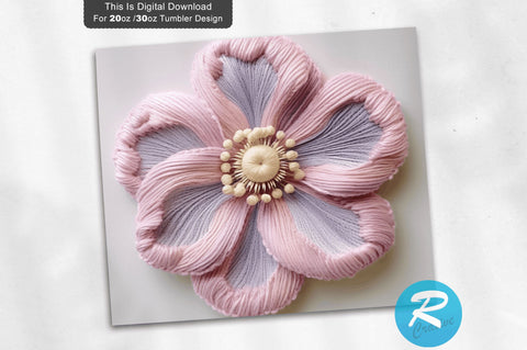 Pastel 3D Flower Embroidered 20 Oz Tumbler Sublimation Regulrcrative 