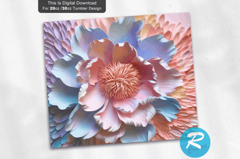 Pastel 3D Flowers Tumbler Design Sublimation Regulrcrative 