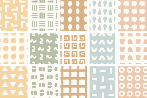Pastel Abstract Shapes Seamless Patterns Digital Pattern Rin Green 