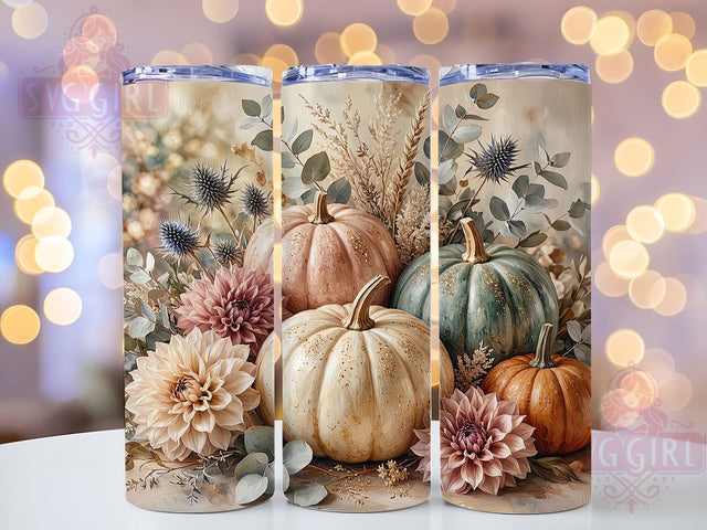Pastel Autumn Pumpkin 20oz Tumbler, Pastel Pumpkin Motif, Autumn Art Design, Cozy Theme, Elegant Accent, Whimsical Charm, Sublimation Wrap, 20oz Tumbler Sublimation SvggirlplusArt 