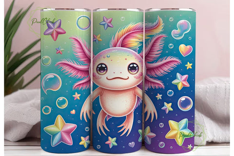 Pastel Axolotl Rainbow 20oz Tumbler Wrap Sublimation PixelChick 