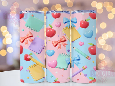 Pastel Back to School 20oz Tumbler, Pastel Motif, Back to School, Teacher Accent, Sublimation Wrap, 20oz Tumbler, Classroom Aesthetic, Chic Charm Sublimation SvggirlplusArt 