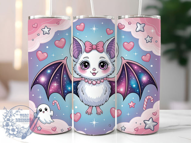 Pastel Bat Coquette Tumbler Wrap, Coquette Witch Wrap, Halloween 20Oz Design, Cute Bat Cup Wrap, Pastel Witch Drinkware, Spooky Coquette Tumbler, Halloween Mug Design Sublimation ToriDesigns 