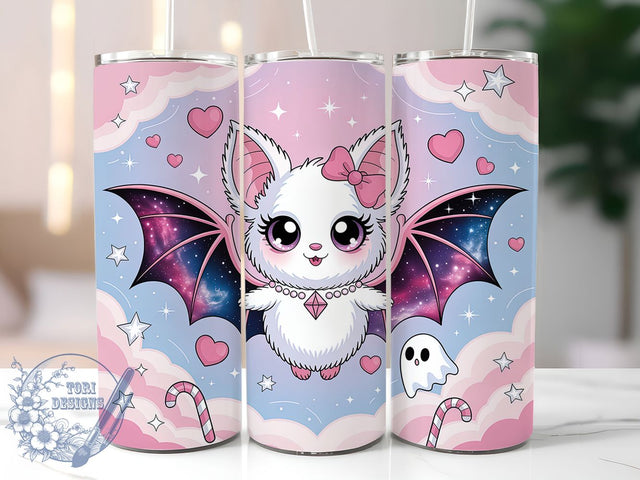 Pastel Bat Coquette Tumbler Wrap, Coquette Witch Wrap, Halloween 20Oz Design, Cute Bat Cup Wrap, Pastel Witch Drinkware, Spooky Coquette Tumbler, Halloween Mug Design Sublimation ToriDesigns 