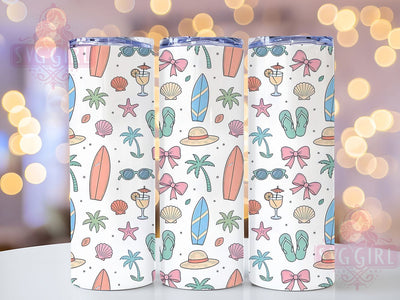 Pastel Beach Doodle 20oz Tumbler Wrap, Pastel Theme, Beach Motif, Doodle Style, Whimsical Charm, Summer Vibe, Skinny Tumbler, Sublimation PNG Sublimation SvggirlplusArt 