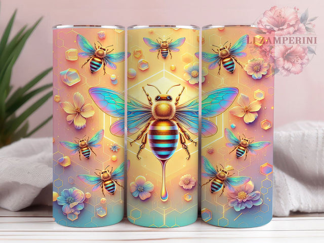 Pastel Bee Honeycomb Tumbler Wrap, Honey Bee Wrap, Cute Bee Mug, Spring Bee Design, Watercolor Bee Cup, Floral Honeycomb Wrap, Bumblebee Aesthetic Sublimation Li Zamperini 