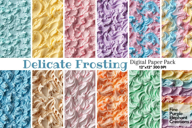 Pastel Birthday Cake Frosting Icing Texture Paper Digital Pattern Fine Purple Elephant Creations 