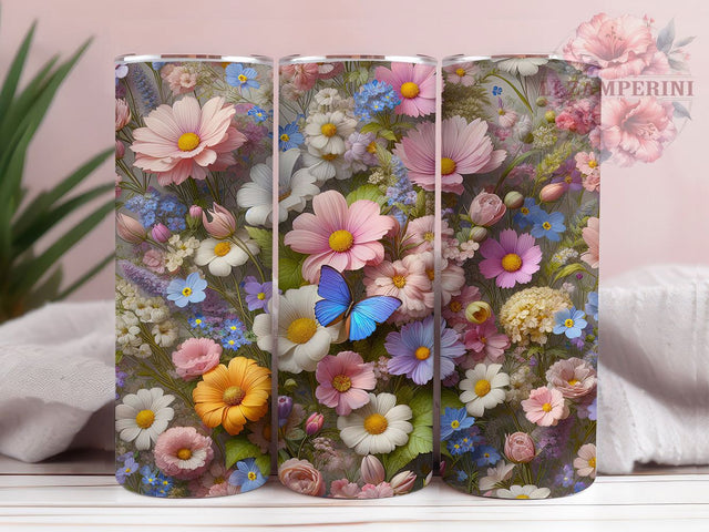 Pastel Boho Cottagecore 20oz Tumbler, Boho Floral Cup Wrap, Cottagecore Flower Design, Sublimation Tumbler Wrap, 20Oz Tumbler Design, Artistic Pastel Cup, Stylish Boho Cottage Wrap Sublimation Li Zamperini 