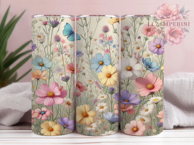 Pastel Boho Cottagecore 20oz Tumbler, Boho Floral Cup Wrap, Cottagecore Flower Design, Sublimation Tumbler Wrap, 20Oz Tumbler Design, Artistic Pastel Cup, Stylish Boho Cottage Wrap Sublimation Li Zamperini 