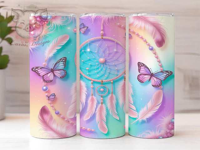 Pastel Boho Dreamcatcher Tumbler, Butterfly Tumbler Design, Boho Pastel Art, 20Oz Sublimation Wrap, Soft Pastel Print, Dreamcatcher Butterfly Theme, Tumbler Sublimation Sublimation Lara' s Designs 