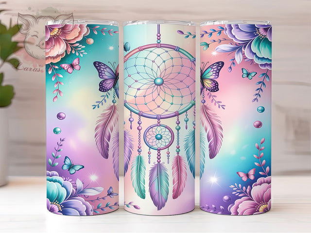 Pastel Boho Dreamcatcher Tumbler, Butterfly Tumbler Design, Boho Pastel Art, 20Oz Sublimation Wrap, Soft Pastel Print, Dreamcatcher Butterfly Theme, Tumbler Sublimation Sublimation Lara' s Designs 
