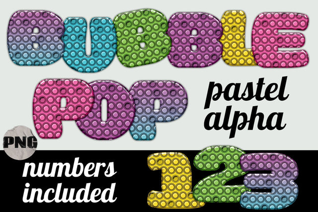 Pastel Bubble Pop Alphabet Clipart PNG Sublimation AlexandHer Digital Art 