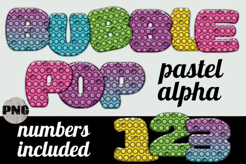 Pastel Bubble Pop Alphabet Clipart PNG Sublimation AlexandHer Digital Art 