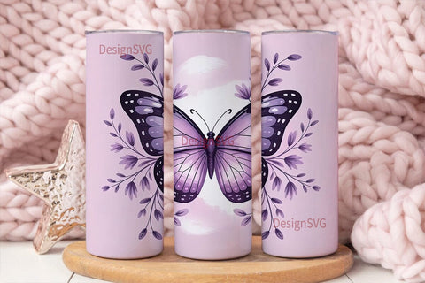 Pastel Butterfly 20oz Tumbler Wrap Sublimation DesignSVG 