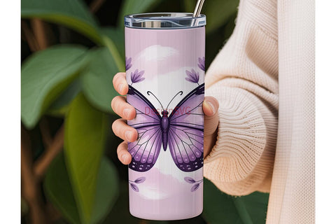 Pastel Butterfly 20oz Tumbler Wrap Sublimation DesignSVG 