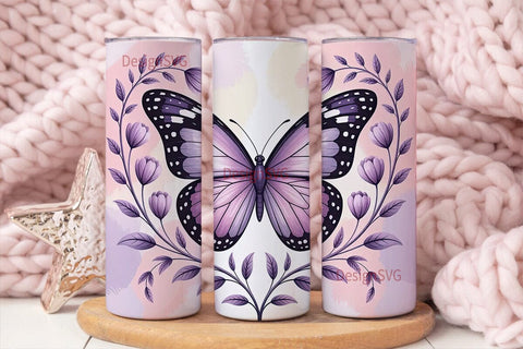 Pastel Butterfly 20oz Tumbler Wrap Sublimation DesignSVG 