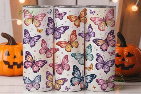 Pastel Butterfly 20oz Tumbler Wrap Sublimation PixelChick 