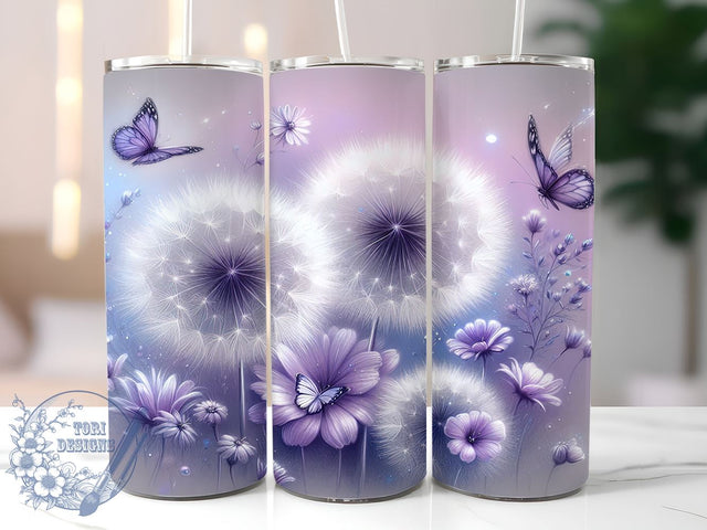 Pastel Butterfly & Dandelion Tumbler, Pastel Butterfly Tumbler, Dandelion Flowers Wrap, 20oz Tumbler Design, Spring Drinkware, Floral Decor, Butterfly Lover, Colorful Sublimation Design Sublimation ToriDesigns 