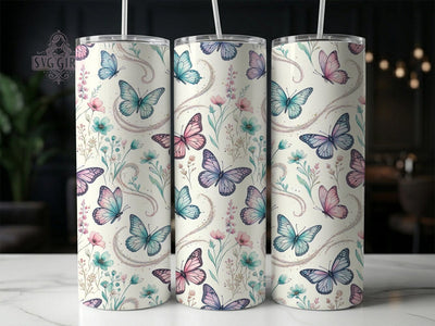 Pastel Butterfly Glitter 20oz Tumbler, Pastel Butterfly, Butterfly Glitter, Glitter Tumbler, 20oz Tumbler, Pastel Tumbler, Butterfly Tumbler, Tumbler Wrap Sublimation SvggirlplusArt 