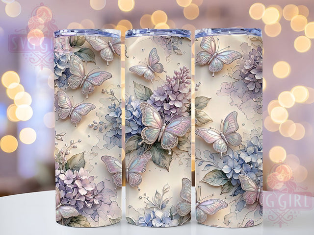 Pastel Butterfly Lilac Floral 20oz Tumbler, Pastel Butterfly Motif, Lilac Floral Design, Whimsical Theme, Elegant Accent, Spring Charm, Sublimation Wrap, 20oz Tumbler Sublimation SvggirlplusArt 