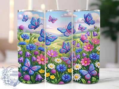 Pastel Butterfly Meadow 20oz Tumbler, Pastel Butterfly, Butterfly Meadow, Pastel Meadow, Butterfly Tumbler, 20oz Tumbler Wrap, Pastel Butterfly PNG, Butterfly Meadow PNG Sublimation ToriDesigns 