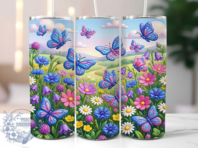 Pastel Butterfly Meadow 20oz Tumbler, Pastel Butterfly, Butterfly Meadow, Pastel Meadow, Butterfly Tumbler, 20oz Tumbler Wrap, Pastel Butterfly PNG, Butterfly Meadow PNG Sublimation ToriDesigns 
